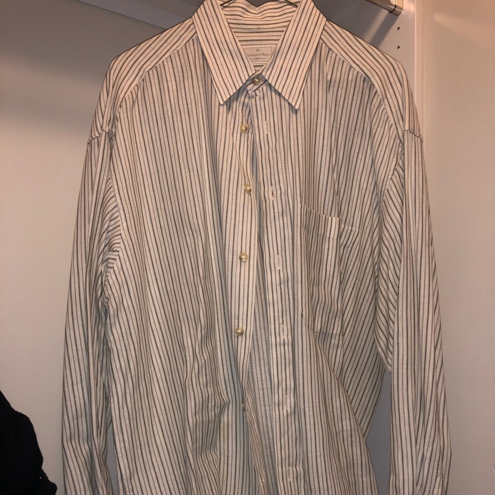ERMENEGILDO ZEGNA Soft Men’s Cream Dress Shirt